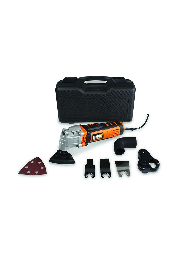 Multifonction 400 W - Accessoires 2 Tailles de Lame Bois/Plasctique, 1 racloir, 1 plateau de ponçage et 2 abrasifs - Coffret BMC