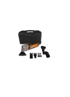 Multifonction 400 W - Accessoires 2 Tailles de Lame Bois/Plasctique, 1 racloir, 1 plateau de ponçage et 2 abrasifs - Coffret BMC